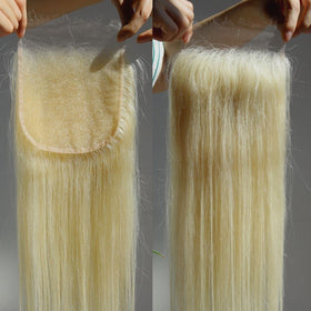 BEEOS 5x5 HD Lace Closure showing ultra-thin Swiss lace