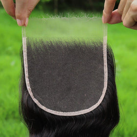 BEEOS 6x6 HD lace closure front view with deep wave texture