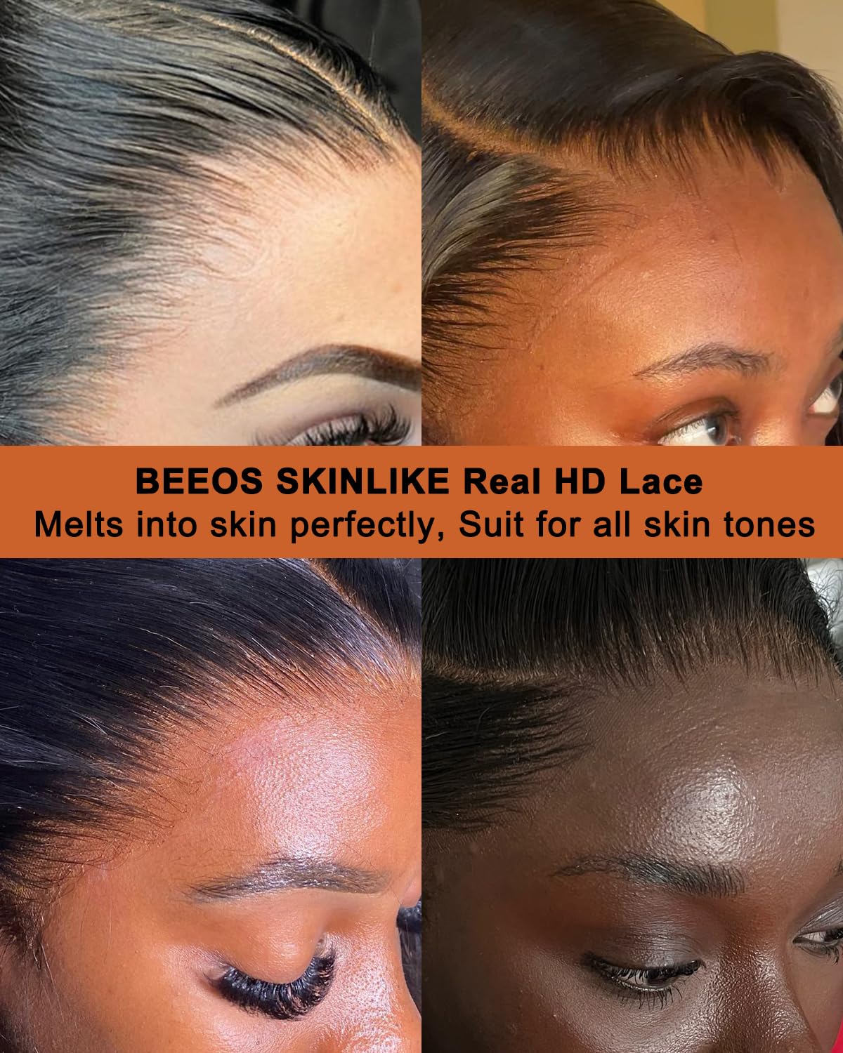 BEEOS 6x6 HD Lace Closure natural black colour