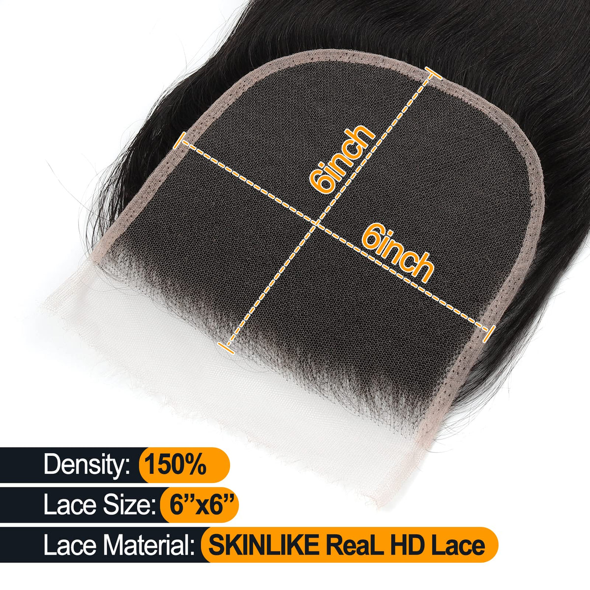 BEEOS 6x6 HD Lace Closure side view