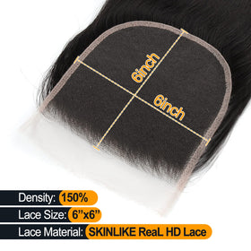 BEEOS 6x6 HD Lace Closure side view