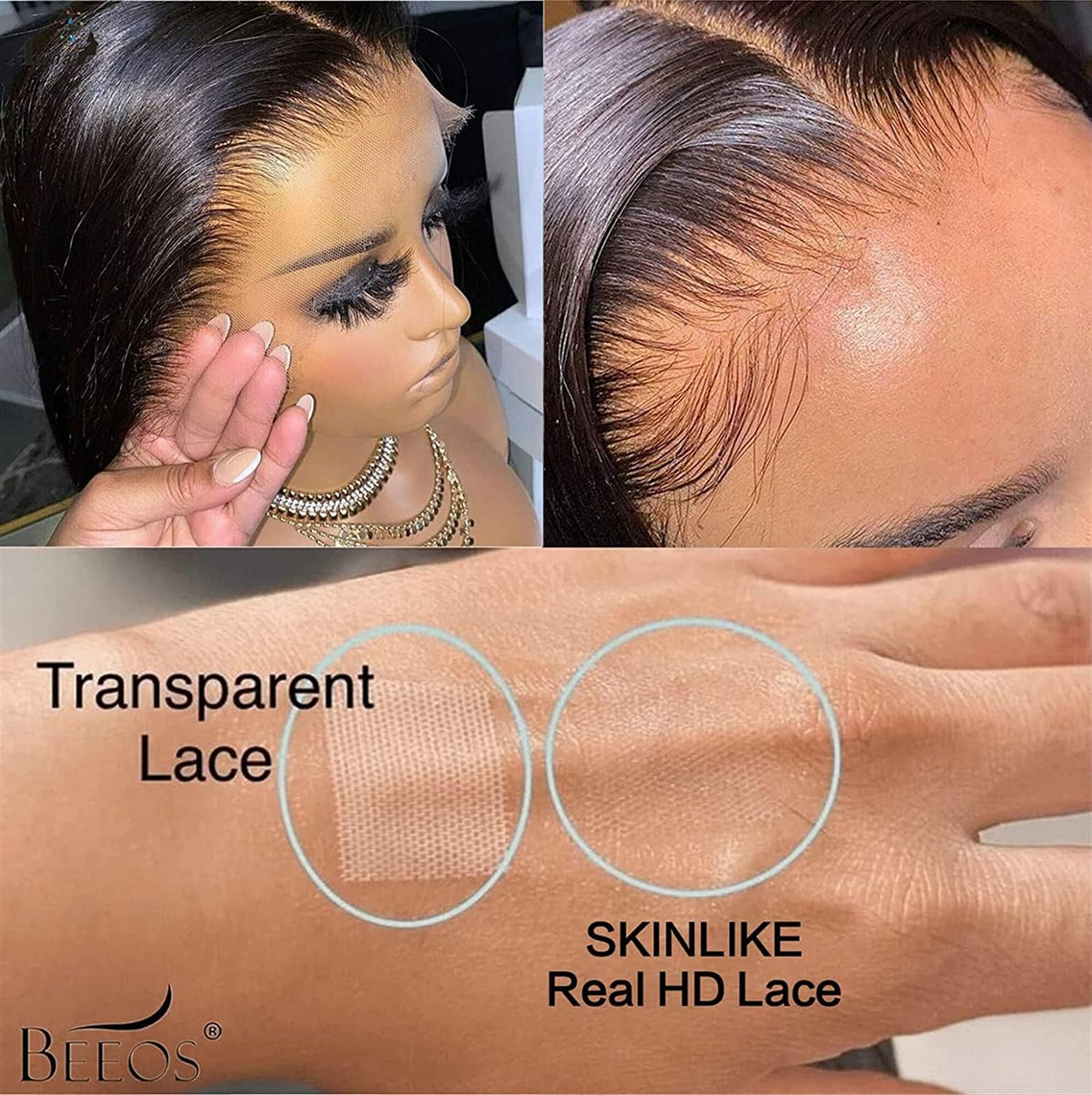 BEEOS 6x6 straight human hair closure side view