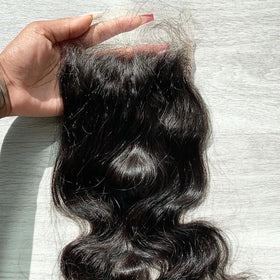 BEEOS Body Wave 4x4 HD Lace Closure styled on mannequin
