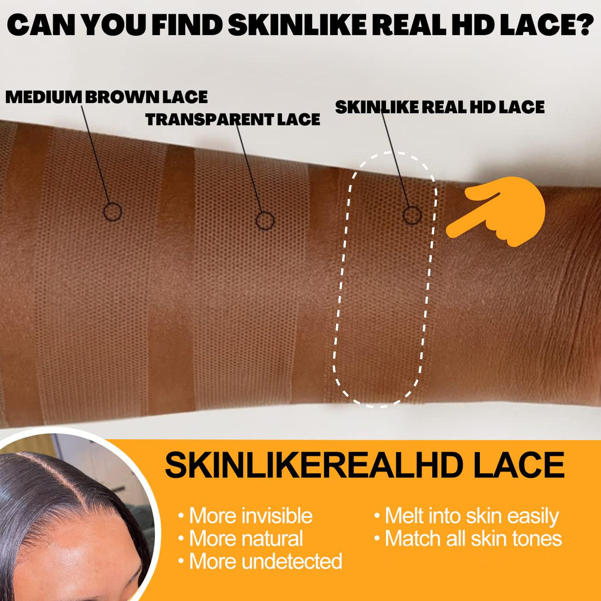 BEEOS Deep Wave frontal with ultra-thin lace close-up