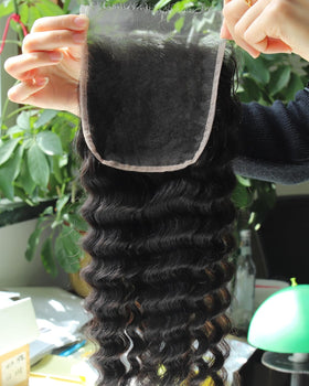 BEEOS HD Lace Closure 5x5 Deep Wave 12 Inch front view