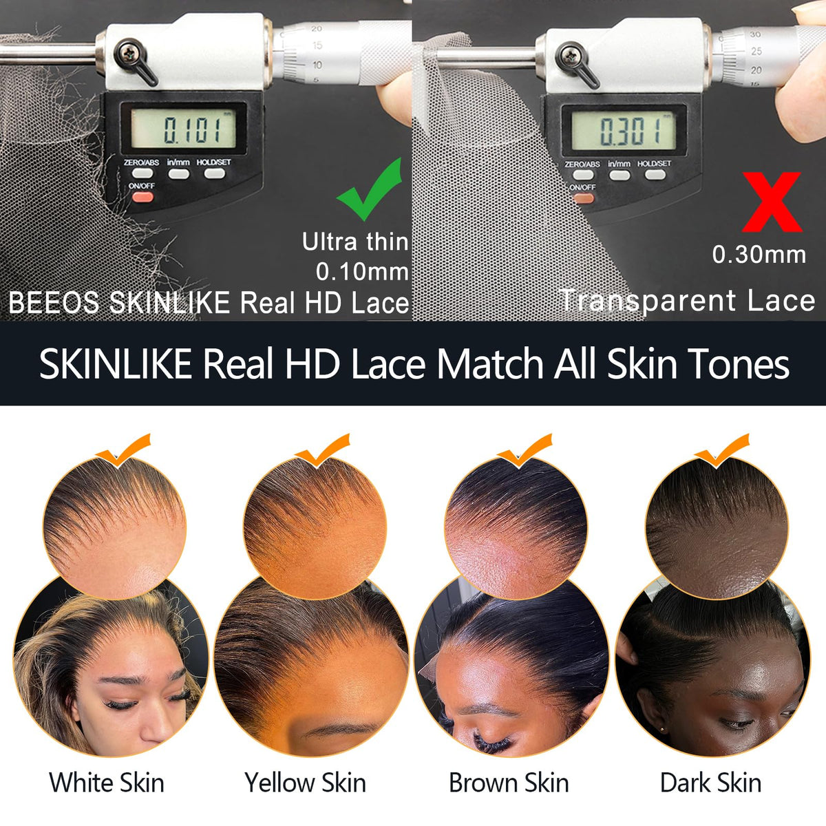 BEEOS HD Lace Closure 6x6 with straight hair style
