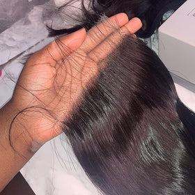 BEEOS lace closure with bleached knots close-up