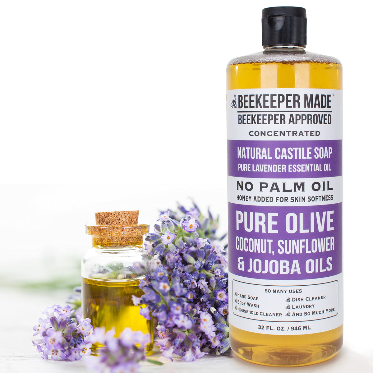 Beessential Natural Castile Soap 32 fl oz Lavender lifestyle scene