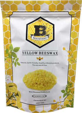 BEESWORKS Yellow Beeswax Pellets 3 lb package front view