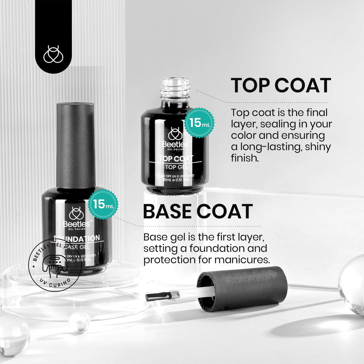 beetles 15ml top coat bottle front view