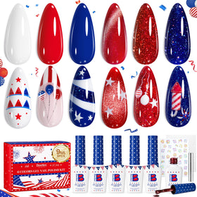 beetles 4th of July Gel Nail Polish Set including red, white, and blue shades