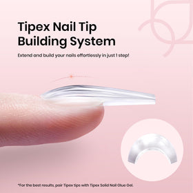 beetles Apex Nail Tips in packaging with dimensions