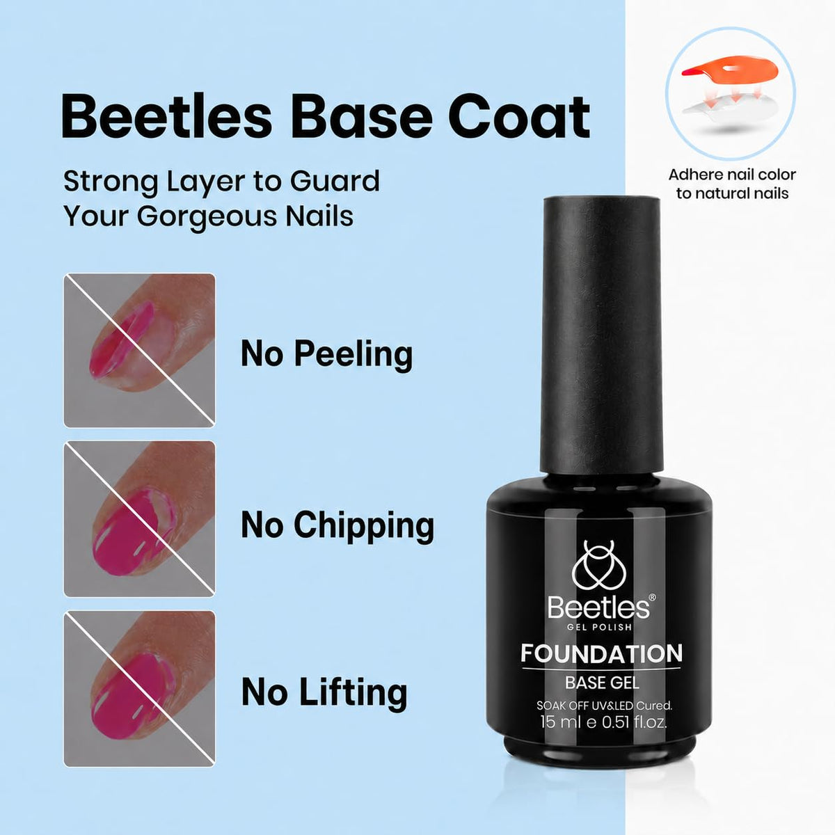 beetles Base Coat 15ml bottle front view