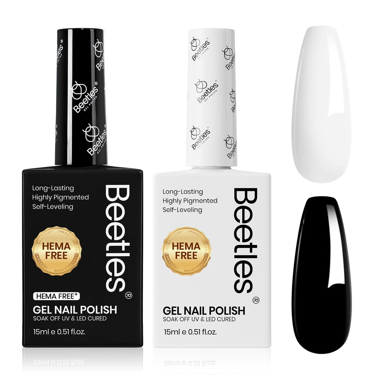 beetles Black and White Gel Polish Set 15ml black and white bottles