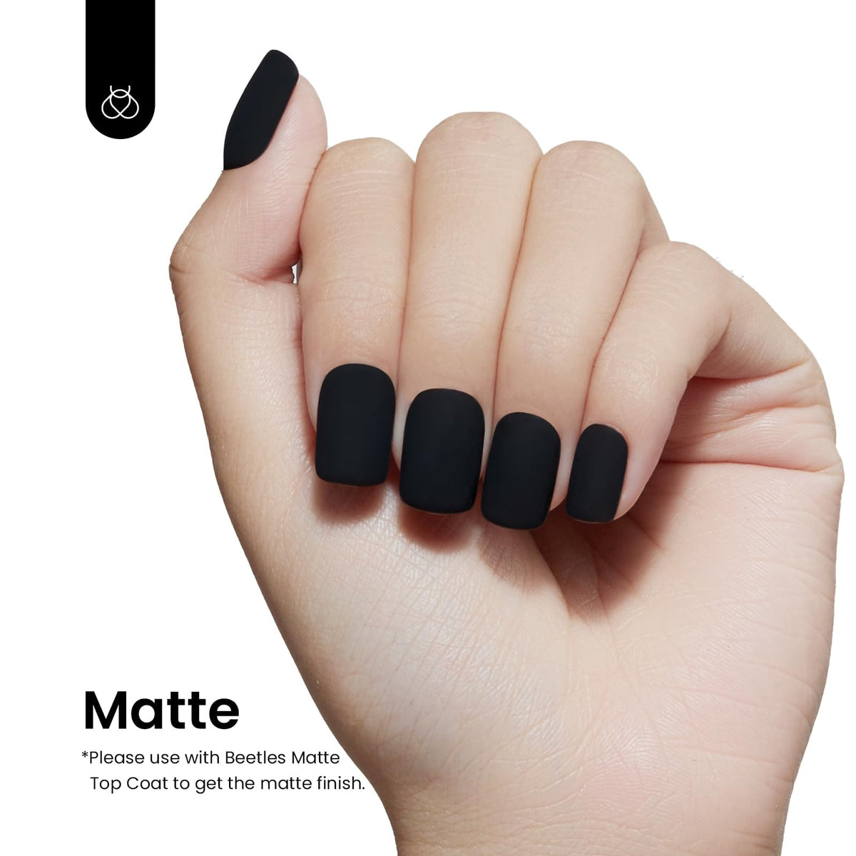 beetles Black Gel Polish 15ml application on nails
