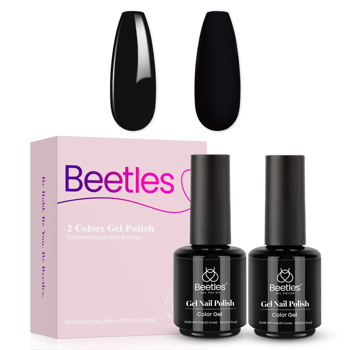beetles Black Gel Polish 15ml close-up of bottle