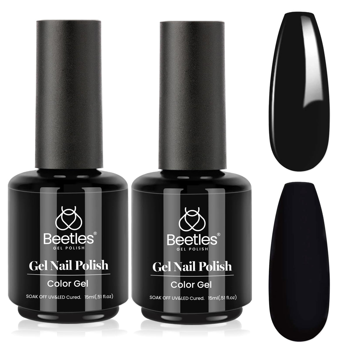 beetles Black Gel Polish 15ml front view