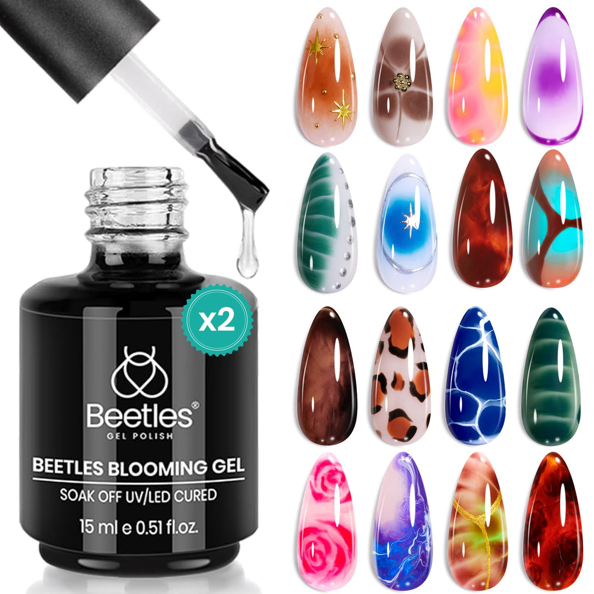 beetles Blooming Gel 2Pcs set front view with packaging