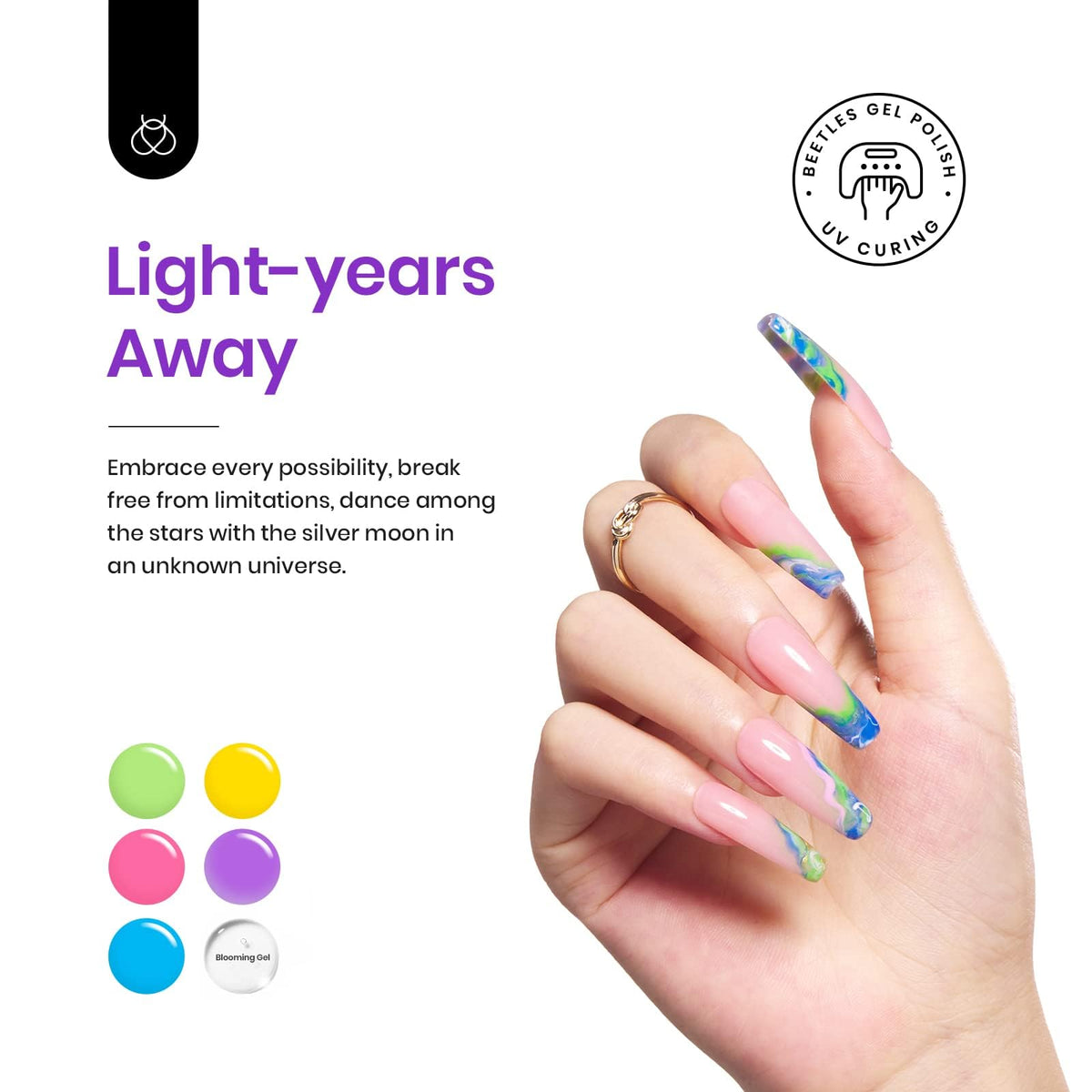 beetles Blooming Gel and nail art tools