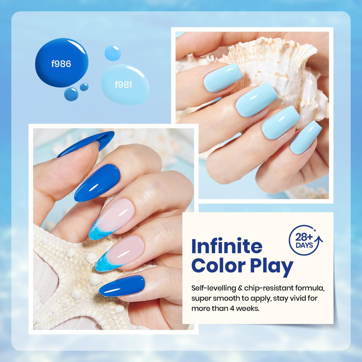 beetles Blue Gel Nail Polish f983 vibrant shade