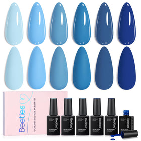 beetles Blue Gel Nail Polish Set with 6 ocean-inspired colours