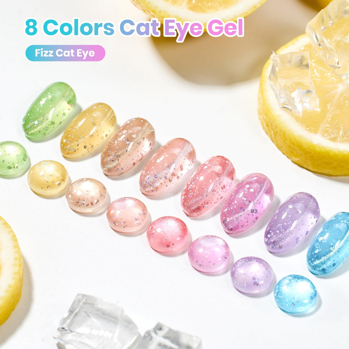 beetles Bubbly Mixology Cat Eye Gel Nail Polish close-up of pastel shades