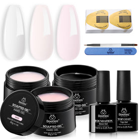 beetles Builder Gel kit displayed with nail art tools