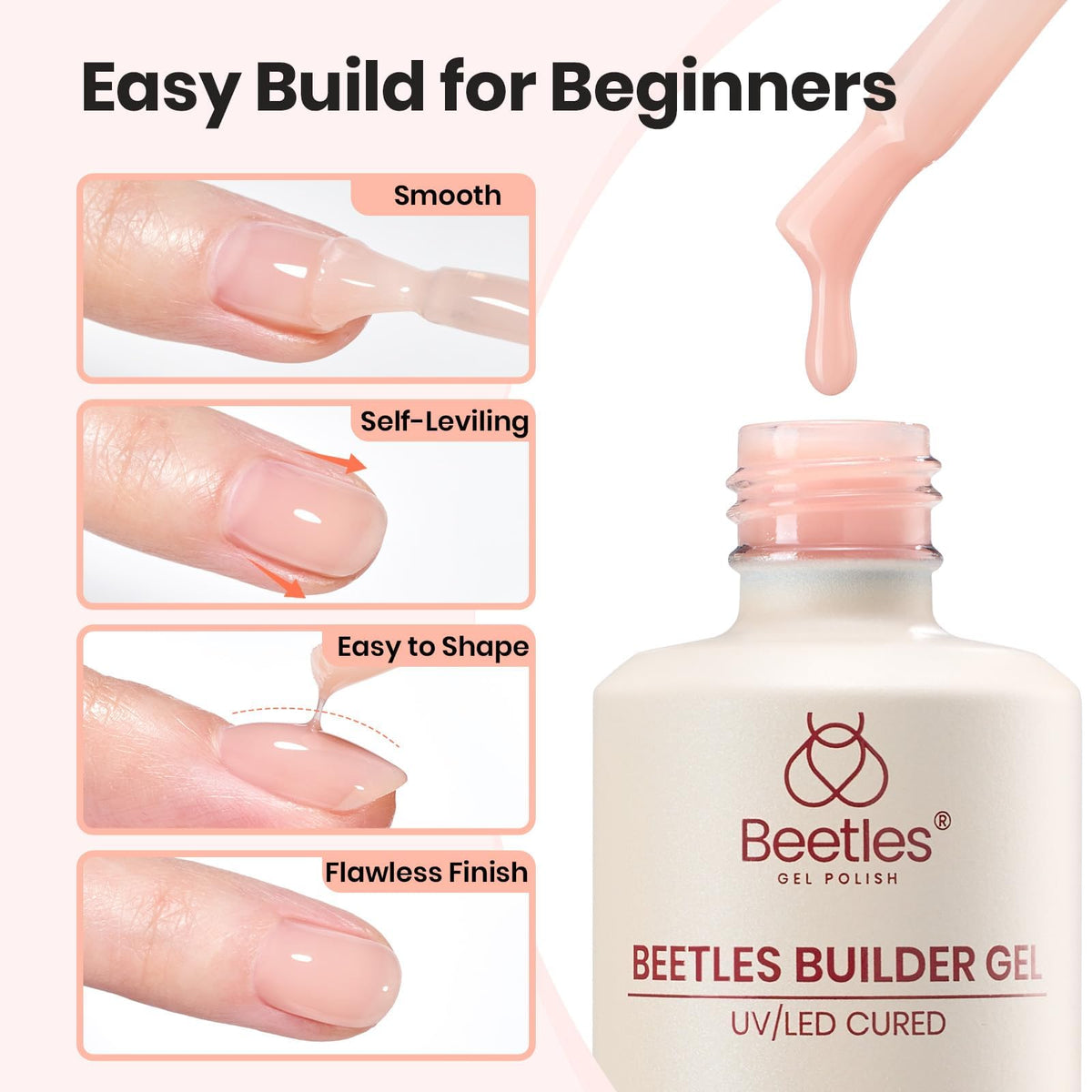 beetles Builder Gel Nail Kit packaging with clear and nude gels