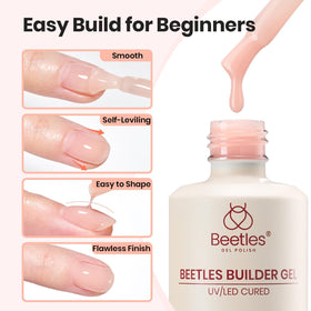 beetles Builder Gel Nail Kit packaging with clear and nude gels