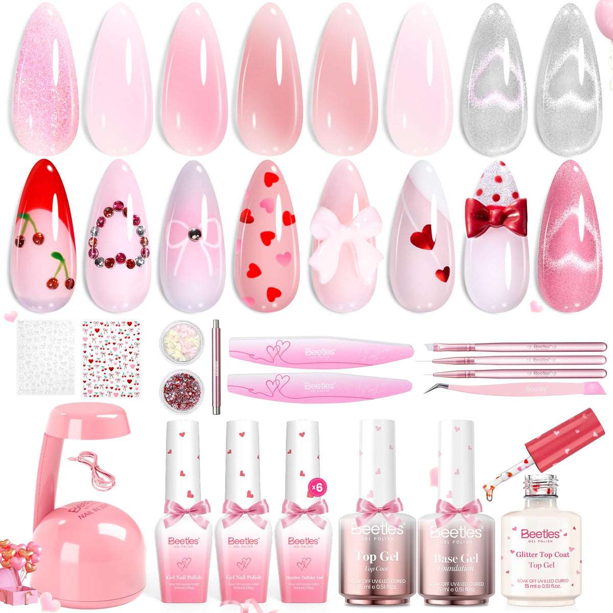 beetles Builder Gel Nails Kit with UV lamp and accessories