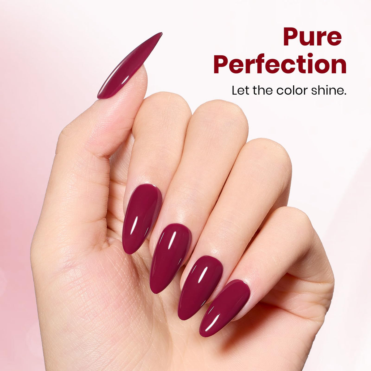 beetles Burgundy Red Gel Nail Polish application on nails