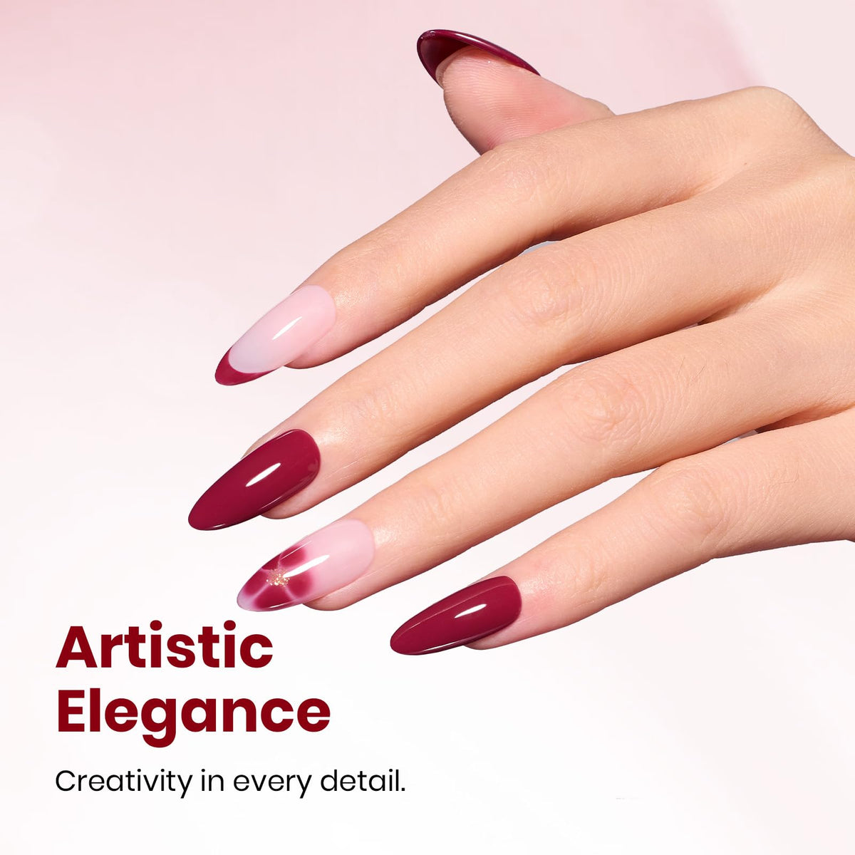 beetles Burgundy Red Gel Nail Polish in a nail art setup