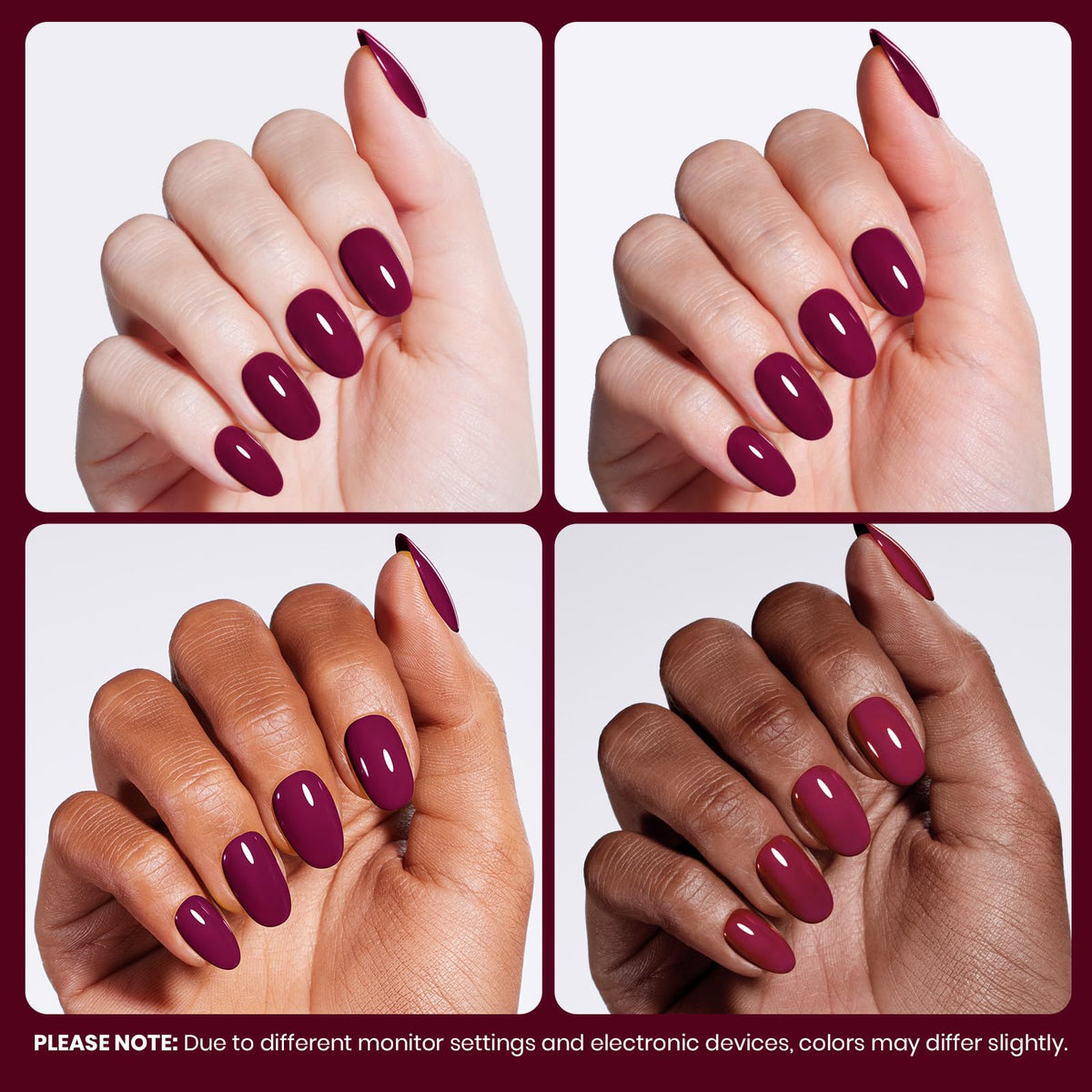 beetles Burgundy Red Gel Nail Polish swatch on nail