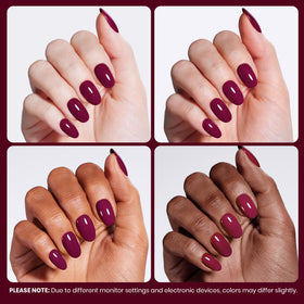beetles Burgundy Red Gel Nail Polish swatch on nail