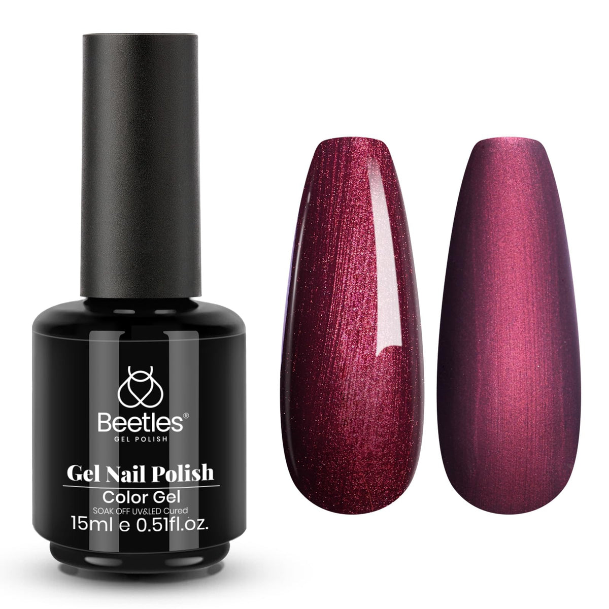 beetles Burgundy Shimmer Gel Polish 15ml front view