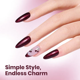 beetles Burgundy Shimmer Gel Polish applied on nails
