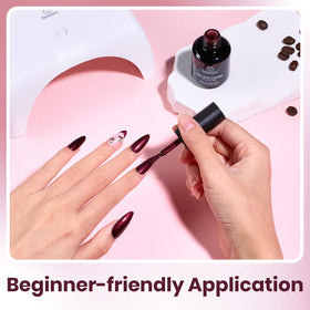 beetles Burgundy Shimmer Gel Polish with LED lamp