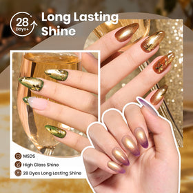 beetles Cat Eye Gel in amber colour on nails