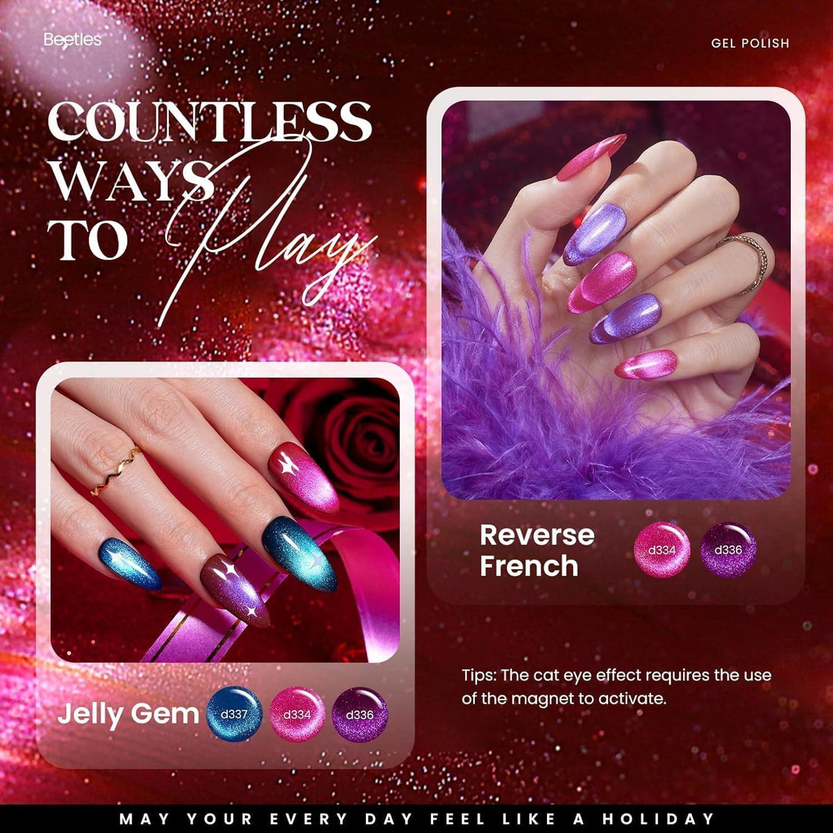 beetles Cat Eye Gel Nail Polish application tools including magnet