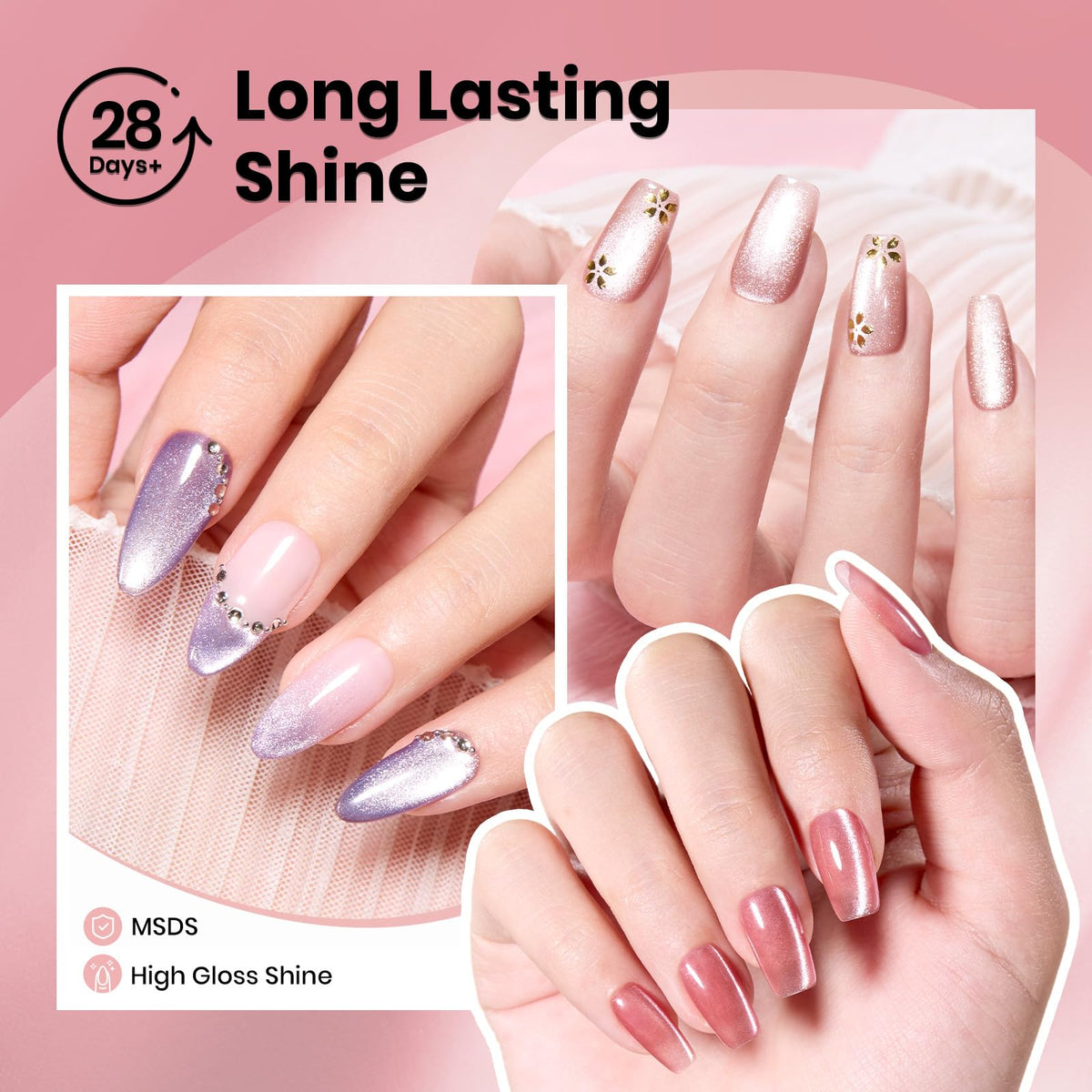 beetles Cat Eye Gel Nail Polish light purple shade