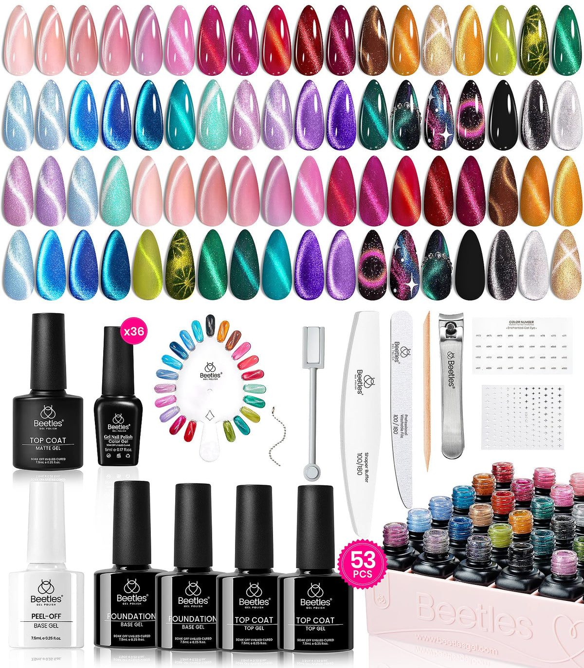beetles Cat Eye Gel Nail Polish Set 36 colors front view