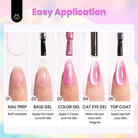 beetles Cat Eye Gel Nail Polish Set displayed with nail art tools
