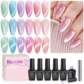 beetles Cat Eye Gel Nail Polish Set front view with six vibrant colours