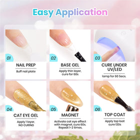 beetles Cat Eye Gel Nail Polish Set in use on manicured nails