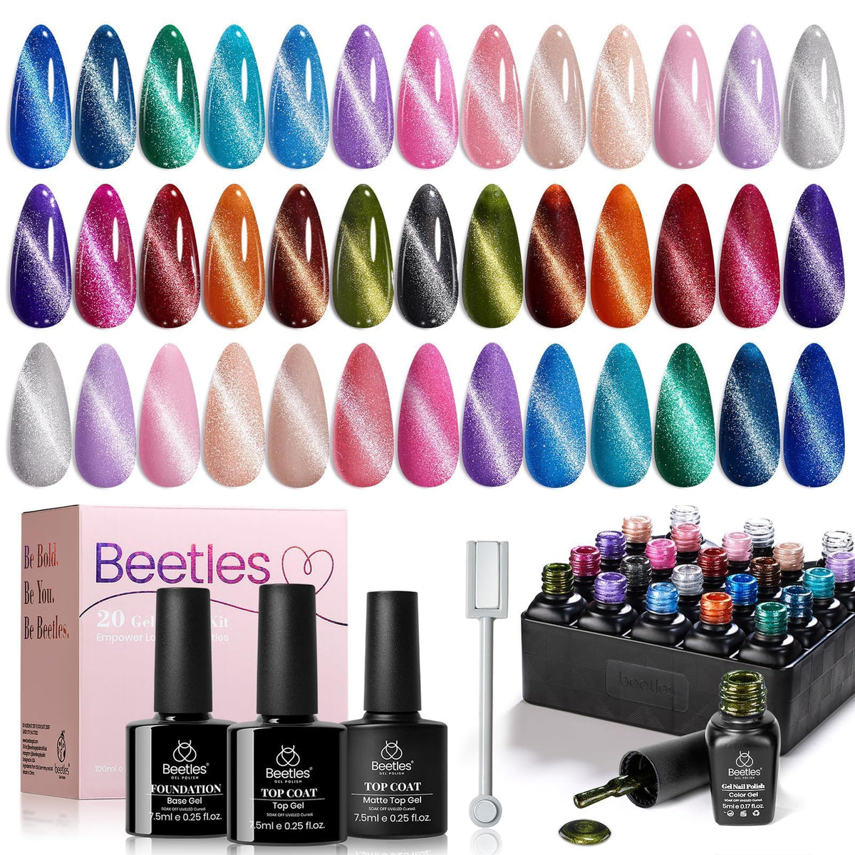 beetles Cat Eye Gel Nail Polish Set with 20 vibrant colours