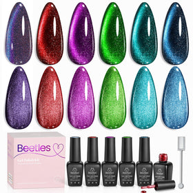 beetles Cat Eye Gel Nail Polish Set with 6 colours in packaging