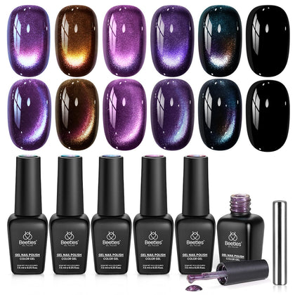 beetles Cat Eye Gel Nail Polish Set with 6 vibrant colours