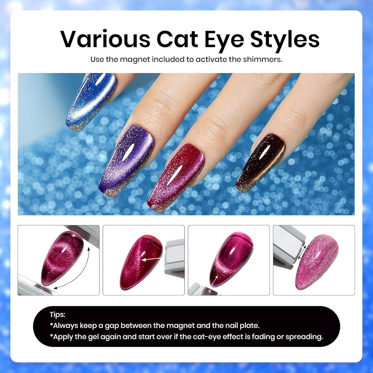 beetles Cat Eye Gel Nail Polish set with nail art accessories