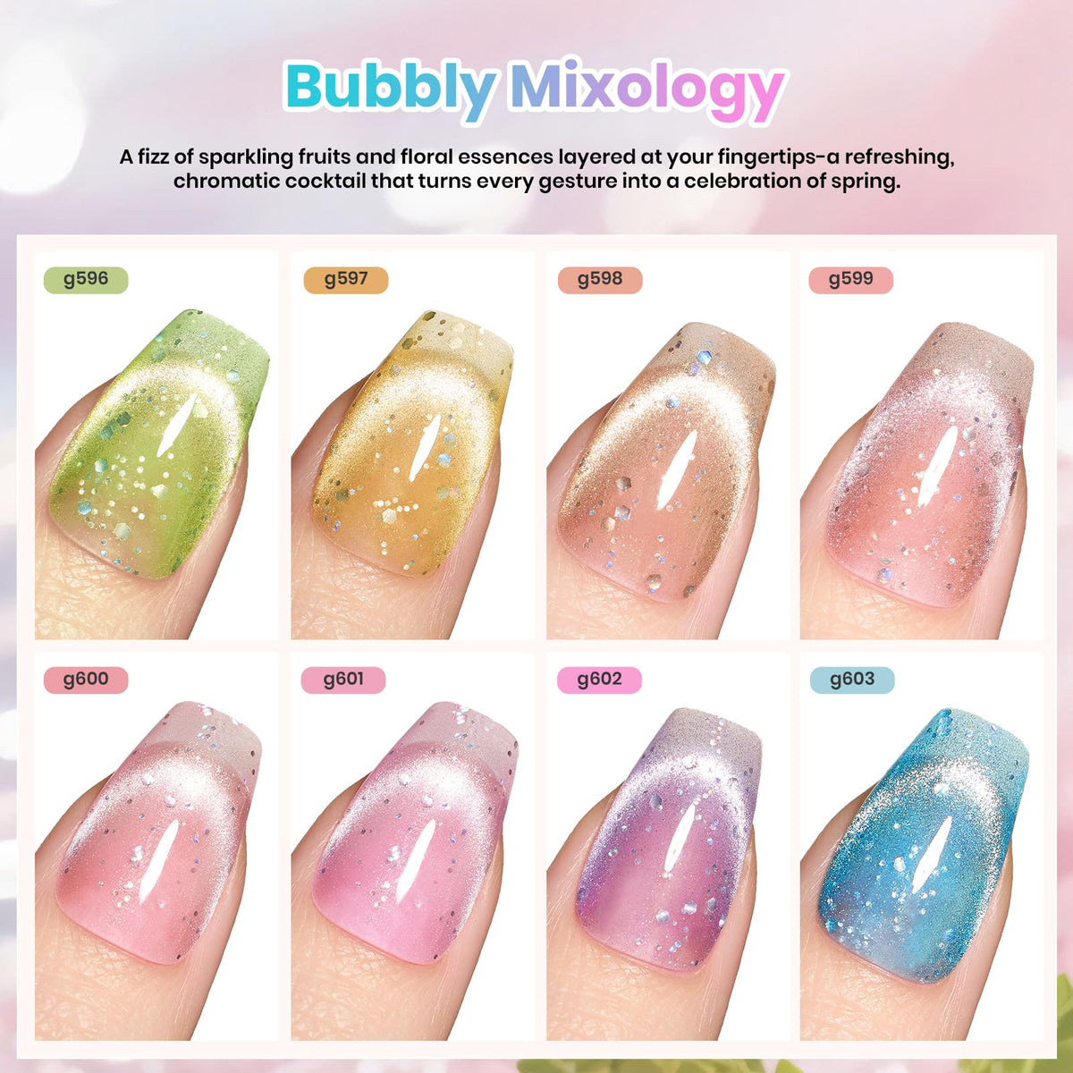 beetles Cat Eye Gel Nail Polish Set with shimmer effect on nails