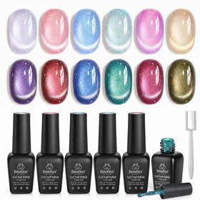 beetles Cat Eye Gel Nail Polish Set with six chameleon colours